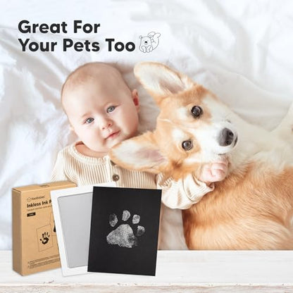 4pk Inkless Baby Hand and Footprint Kit, Mess Free Ink Pads (Gold/Silver, L) | Large Size, Newborn Keepsake, Dog Nose, Paw Print Kit, Clean Touch Ink Pads, Baby Handprints Footprints Kit, New Mom Gifts - color: Gold/Silver, size: 4-Pack, Large 3.1” x 4.9”