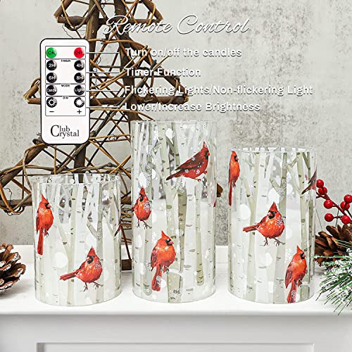 Crystal Club Christmas Flameless Candles with Remote, Cardinal Theme - style: Cardinal Theme