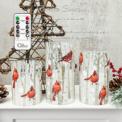 Crystal Club Christmas Flameless Candles with Remote, Cardinal Theme - style: Cardinal Theme