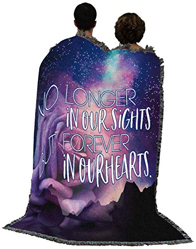 Pure Country Weavers No Longet in Our Sights But Forever in Our Hearts Blanket Rose - Sympathy Bereavement Gift Tapestry Throw Woven from Cotton - Made in the USA (72x54) - color: Our Sights Rose, size: 72" x 54"