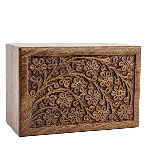SIC Personalized Tree of Life Urn for Ashes, Engraved Rosewood Memorial | Custom engraved name & dates; iconic Tree of Life carving; sizes to X-Large; solid sheesham craftsmanship - size: Personalize