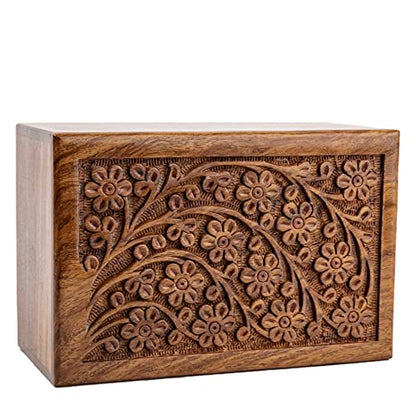 SIC Personalized Tree of Life Urn for Ashes, Engraved Rosewood Memorial | Custom engraved name & dates; iconic Tree of Life carving; sizes to X-Large; solid sheesham craftsmanship - size: Personalize