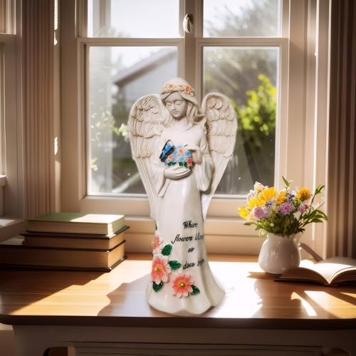 Solar Angel Garden Statue, 11", Outdoor Resin Figurine