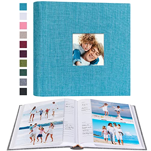 Mublalbum Small 4x6 Photo Album, 200 Pockets, Linen Cover, Blue | Linen Cover with Memo Areas, Front Window, Pictures Book with Horizontal Pockets for Wedding, Family, Baby, Vacation - color: Blue, size: 200 Horizontal Pockets