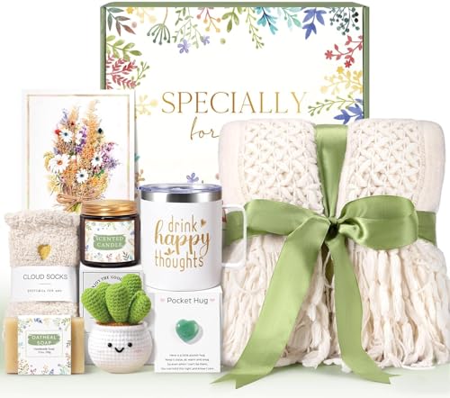 Get Well Soon Gifts for Women, Birthday Gifts for Women Care Package, Sympathy Gift Baskets Spa Gift Thinking of You Inspirational for Mom Her Sister Wife Girlfriend Grandma - color: Ivory