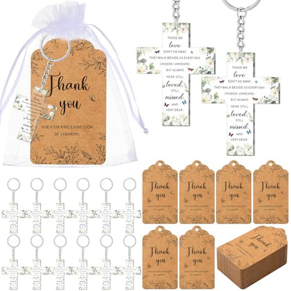 Equsion 60 Set Funeral Keychains for Guests Memorial Favors, Cross - style: Cross