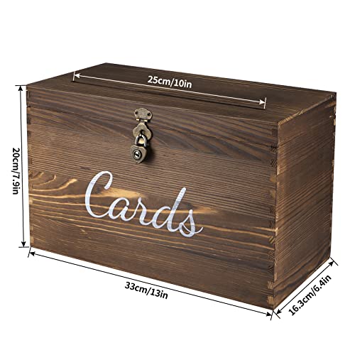 MDLUU Wood Wedding Card Box, Rustic Wedding Money Case with Lock, Envelope Holder Card Receiving Box for Reception, Birthday Party (Brown) - color: Brown