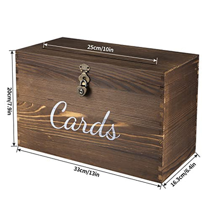 MDLUU Wood Wedding Card Box, Rustic Wedding Money Case with Lock, Envelope Holder Card Receiving Box for Reception, Birthday Party (Brown) - color: Brown