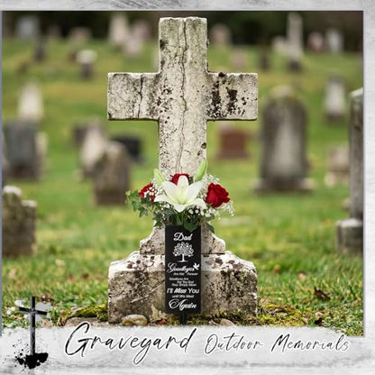 Geosar Metal Cemetery Vase for Grave Dad with Spike,Goodby are Not the End | Memorial Flower Holder for Graveyard, Loving Tribute with Ground Spikes, Missing You Sympathy Decor, Outdoor Funeral Vase - style: Goodby Are Not the End