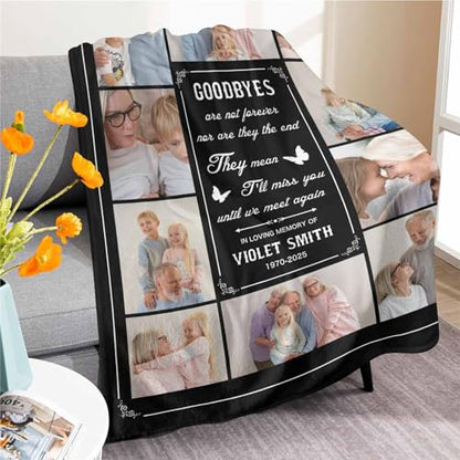 Custom Memorial Blanket with Photo - Sympathy Gift for Loss of Loved One - color: Style 19