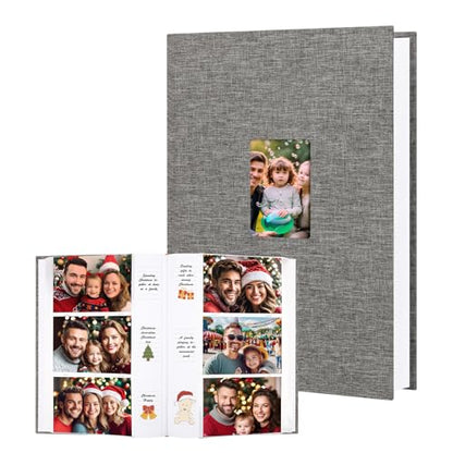 450 Pocket 4x6 Photo Album with Writing Space, Linen Cover, Grey - color: Grey