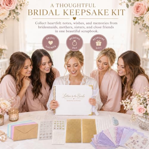 Letters to the Bride Scrapbook Kit, Bridal Shower Guest Book Alternative - color: white