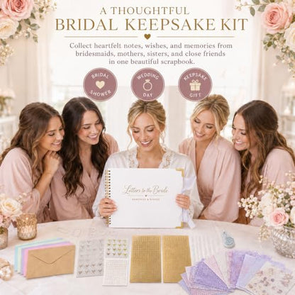 Letters to the Bride Scrapbook Kit, Bridal Shower Guest Book Alternative - color: white