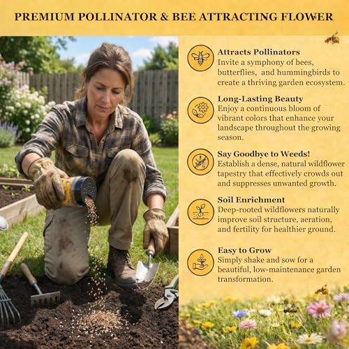Mini Wildflower Seed Shaker - Save The Bees Seed Mix, by GevaGrow | 80,000+ Seeds | Pollinator & Bee Attracting Flower Seeds Bulk for Planting in Pots & Outdoor Gardens | 2 Ounce - size: 2oz Shaker, style: Save The Bees Mix