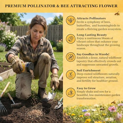 Mini Wildflower Seed Shaker - Save The Bees Seed Mix, by GevaGrow | 80,000+ Seeds | Pollinator & Bee Attracting Flower Seeds Bulk for Planting in Pots & Outdoor Gardens | 2 Ounce - size: 2oz Shaker, style: Save The Bees Mix