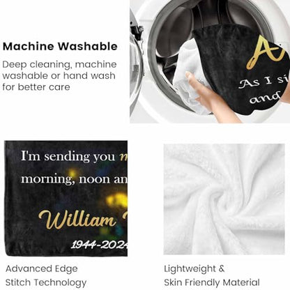Custom Memorial Blanket with Photo - Sympathy Gift for Loss of Loved One - color: Style 13
