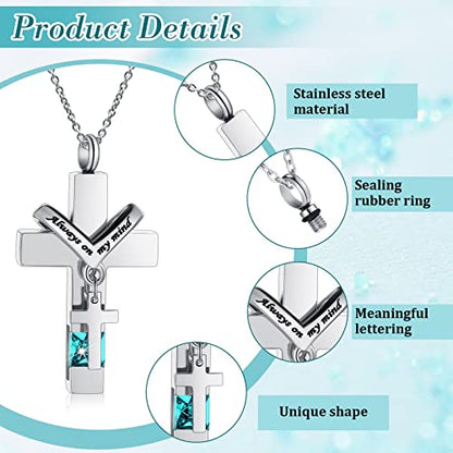 Jexine 10 Pcs Urn Necklace Cremation Jewelry for Men - color: Light Blue