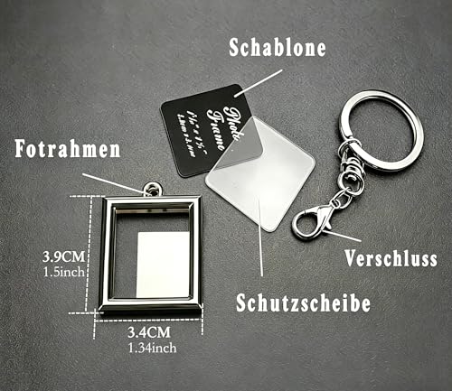 Photo Frame Key Chain Set - 4 Pieces Rectangle Photo Frame Key Chain for Custom Personalized Insert Pictures - Stainless Steel Keychain Suitable for Women and Men