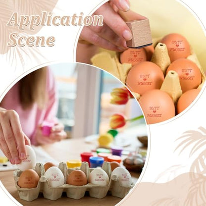 OLYCRAFT Chicken Egg Rubber Stamp Wooden Craft Stamp 1x1x1.2 Inch Mini Rubber Stamps Wood Stamping Tool Small Mini Farm Stamps for Chicken Eggs DIY Craft Journals Albums Scrapbooking Card Making - style: NUGGET