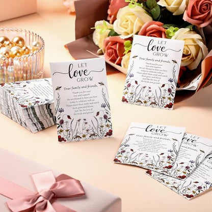 Fullhawl 100 Packs Wedding Favors for Guests Let Love Grow Seed Packet Kraft Bags Wildflower Seed Envelopes Resealable Blank Empty Organizer Storage Bag for Wedding Party Bridal Shower Gift