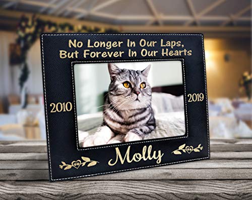 Stocking-Factory Personalized Cat Sympathy Gift Picture Frame Pet Loss Engraved (Gold or Silver) Photo Plaque In Loving Memory Beloved Dog