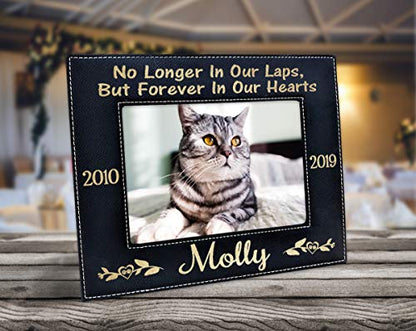 Stocking-Factory Personalized Cat Sympathy Gift Picture Frame Pet Loss Engraved (Gold or Silver) Photo Plaque In Loving Memory Beloved Dog