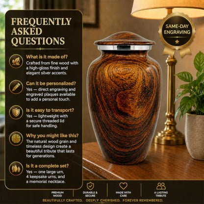 Plant Urn-Parent (Walnut Grain Large, Urns) - color: Walnut Grain Large