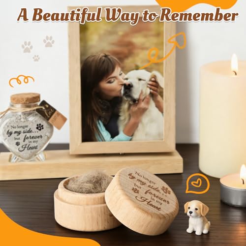 Pet Fur Keepsake Box, Round Wooden Memorial Box for Dog and Cat Hair - color: Round