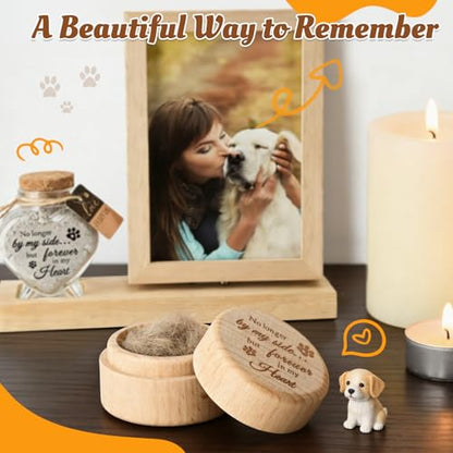 Pet Fur Keepsake Box, Round Wooden Memorial Box for Dog and Cat Hair - color: Round