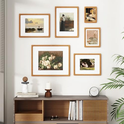 Heimlove 13x19 Picture Frames Natural Teak,Original Wood Hand Make Crafted Certificate Frame with Mat to 11x17 Graduation Picture Display,Family Picture,Wedding Picture,Diploma,Photo Wall Mounted - color: Natural Teak, size: 13"x19"|mat to 11"x17"