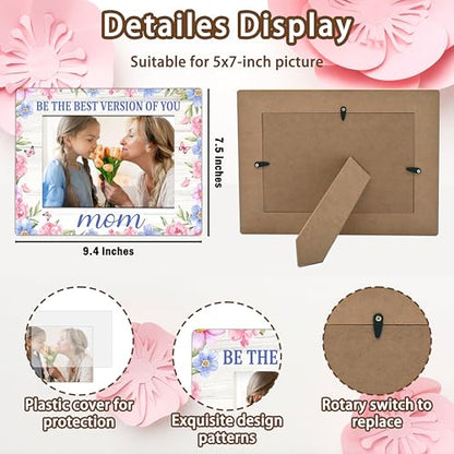 ISOVF Mothers Day Mom Picture Frame | Love You Forever Family Mothers Day Gifts | Rustic Wood 5X7 Mom & Me Photo Frame For Desk Display | A10 - style: first mothers day