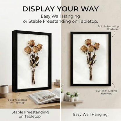 4 Pack Shadow Box Frame Display Cases, 8"x 10" Wood Deep Black Handicrafts Shadowbox Picture Frame for Flowers Jersey Baby Wedding Dress (Black&White) - color: Black&white, size: 8X10