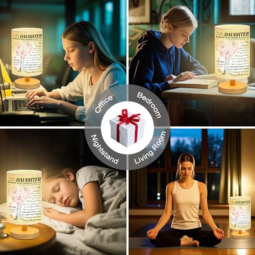 WSYEAR Daughter Gifts from Mom, to Daughter Fabric Table Lamp, Birthday Graduation Gifts for Daughter from Mom Dad, Bedside Table Lamp Gifts for Daughter Adult from Mother - color: Daughter Lamp
