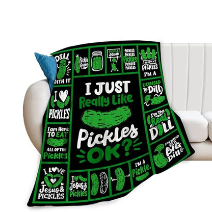 Pickle Blanket Super Soft Warm Pickle Fleece Throw Blanket I Just Really Like Pickle Women Girls Cozy Fluffy Lightweight Flannel Gifts Blankets for Men Adults 80"X60" - color: Pickle, size: 80"x60"