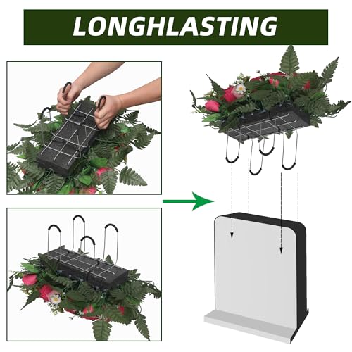 Wocst Headstone Flower Saddle,Large Artificial Cemetery Flowers for Grave Artificial Roses Daisy Saddle for Cemetery Headstone (Pink) - color: Pink