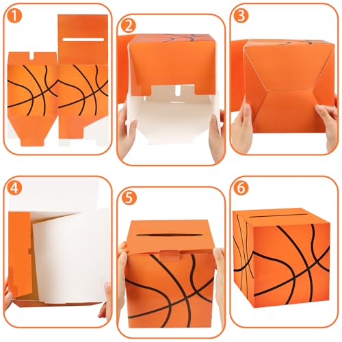 Basketball Card Box Sports Party Favors Post Box Cardboard Receiving Money Holder for Basketball Theme Wedding Reception, Baby Showers, Anniversary, Birthday Party, Table Centerpiece Decorations - style: Basketball