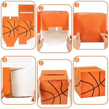 Basketball Card Box Sports Party Favors Post Box Cardboard Receiving Money Holder for Basketball Theme Wedding Reception, Baby Showers, Anniversary, Birthday Party, Table Centerpiece Decorations - style: Basketball