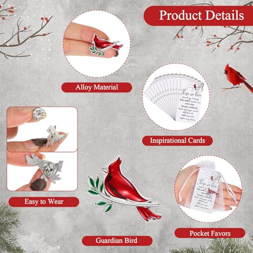 Jexine 240 Pcs Cardinal Pins Bulk Gift Funeral Favor Memorial Cards,Classic | Include 80 Cardinal Pins, 80 Cards, 80 Gift Bags, Celebration of Life Favors Memorial Keepsakes for Funeral Service Guests - style: Classic