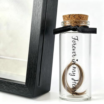 Personalization Memorial Photo Frame with Glass Keepsake Jar，Perfect for Preserving Loved One’s Hair & Memories，Sympathy Bereavement Gift - Holds 4x6 inch pictures (Black 4) - color: Black 4