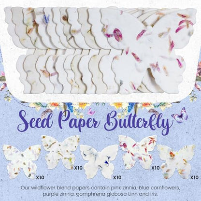 Dunzoom 100 Pcs Handmade Wildflower Seed Paper Tags,Heart & Butterfly Shape - style: Heart & Butterfly Shape