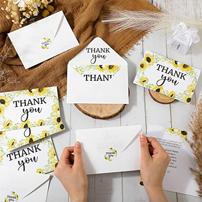 Fumete 50 Set Funeral Thank You Cards, Sunflower - style: Sunflower