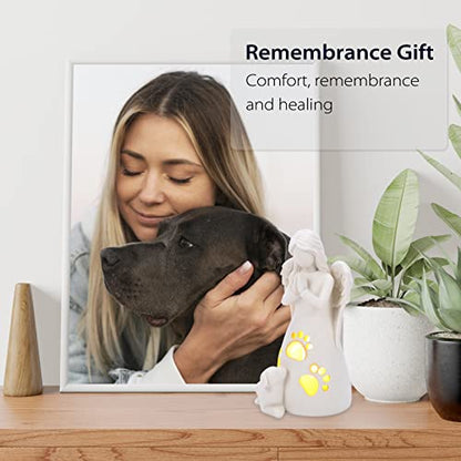 BEARAE Loss of Dog Sympathy Gift, Dogs Memorial Gifts, Pet Loss Candle Holder Figurine Statue, Dog Passing Away Statue Remembrance Gift, Puppy Angel Figurine for Dogs Owners - color: White #2