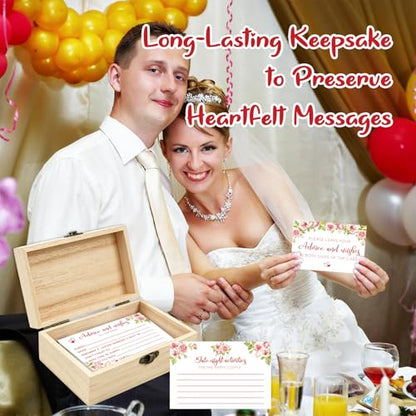 Advice For The Bride Cards,50 Pcs Advice and Wishes Cards Box - color: Pink Flower