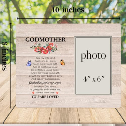 Dumyum Godmother Photo Frame from Goddaughter Godson | Godmother Gifts, 8 x 10 Wood Picture Frame for 4 x 6 Inch Photo - color: GODMOTHER