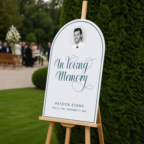 Personalized In Loving Memory Funeral Sign With Photo (Paper) - color: Sign 3
