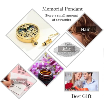 Hearbeingt Tree of Life Urn Necklaces for Ashes Circle Cremation Jewelry - color: B-Gold