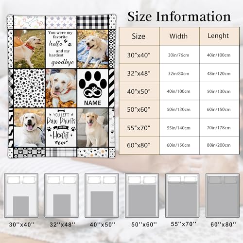 Ship Next Day, Personalized Pet Memorial Gifts, Custom Dog Blanket with Pictures Name, Customized Pet Memorial Photo Blanket, Loss of Pet Sympathy Gift, Dog Passing Away Bereavement Gifts - color: Dog Blanket 3