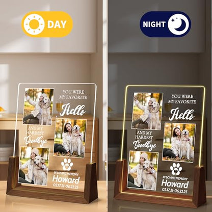 Personalized Dog Memorial Gifts, Custom Acrylic Light Up Picture Frame | Custom Pet Loss Gifts Cat Pet Memorial Gifts with Pictures for Pet Lover, Loss of Dog Sympathy Gifts - color: style-2
