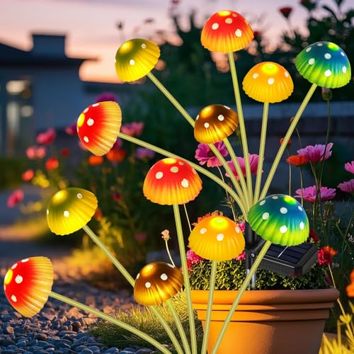 TEDOF Solar Garden Lights,Solar Swaying Mushroom Lights - color: 2 Pack Mushroom Lights