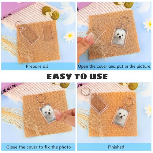 Cositina 50 Pack Acrylic Photo Frame Keychain Clear Photo Insert Blank Keychain Rectangle Picture Frame Keyring Holder for Men Women DIY Projects